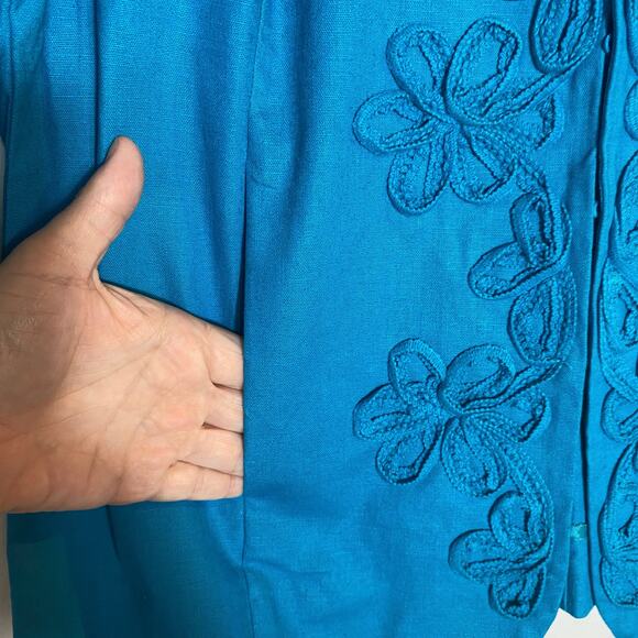 Susan Graver Jacket Blazer SZ S Textured Embellished Linen Blend Career Occasion - Picture 7 of 11